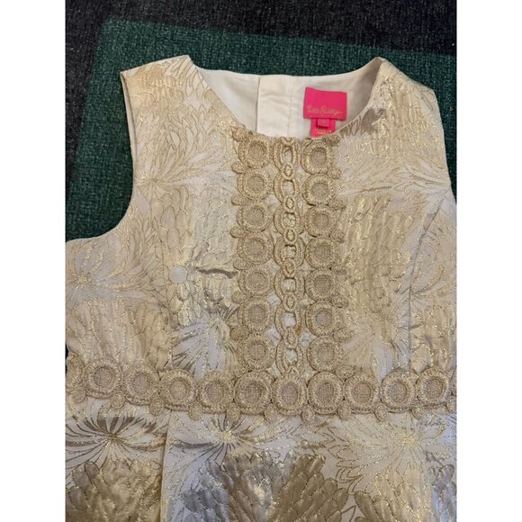Lilly Pulitzer Girls Gold Dress Size 8 holiday - Picture 2 of 5